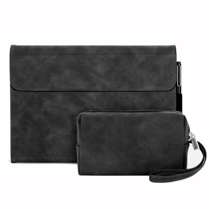 For Microsoft Surface Pro X Sheepskin All-Inclusive Shockproof Protective Case with Power Bag(Black) - Others by buy2fix | Online Shopping UK | buy2fix