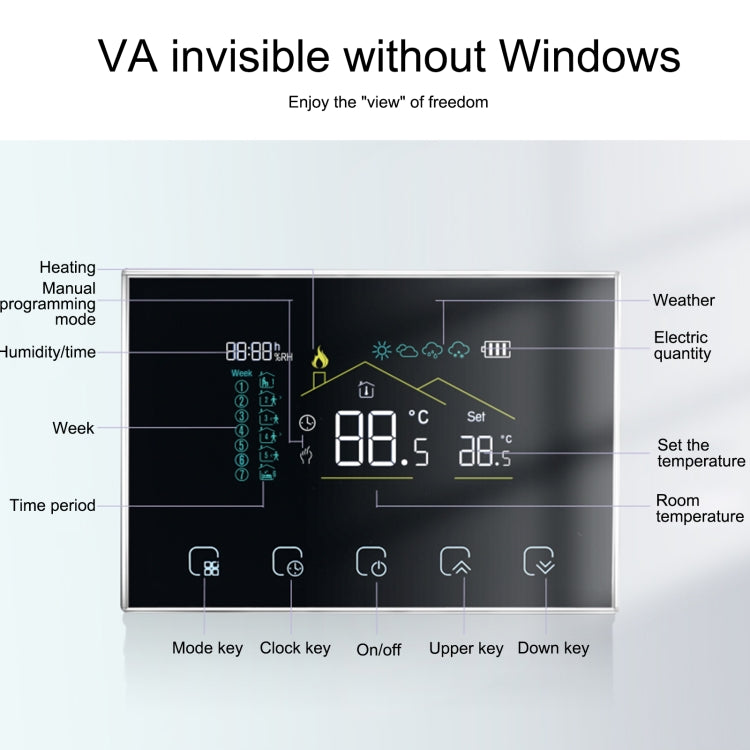 BHT-8000RF-VA- GABW Wireless Smart LED Screen Thermostat With WiFi, Specification:Hydroelectric Heating - Consumer Electronics by buy2fix | Online Shopping UK | buy2fix