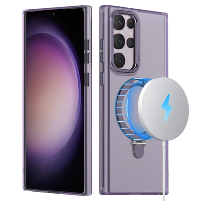 For Samsung Galaxy S22 Ultra 5G LK 3 in 1 MagSafe Magnetic Holder Phone Case(Purple) - Galaxy S22 Ultra 5G Cases by buy2fix | Online Shopping UK | buy2fix