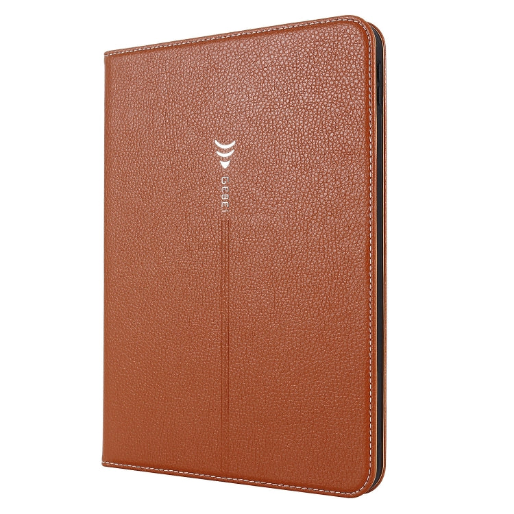 For iPad 10th Gen 10.9 2022 GEBEI Silk Texture Flip Tablet Leather Case(Brown) - iPad 10th Gen 10.9 Cases by GEBEI | Online Shopping UK | buy2fix