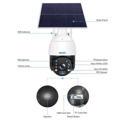 ESCAM QF724 3MP 24h Recording Cloud Storage PT 4G PIR Alarm IP Camera with Solar Panel, AU Signal Bands - Security by ESCAM | Online Shopping UK | buy2fix