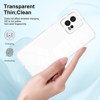 For Motorola Moto G72 5G 3 in 1 Clear TPU Color PC Frame Phone Case(White) - Motorola Cases by buy2fix | Online Shopping UK | buy2fix