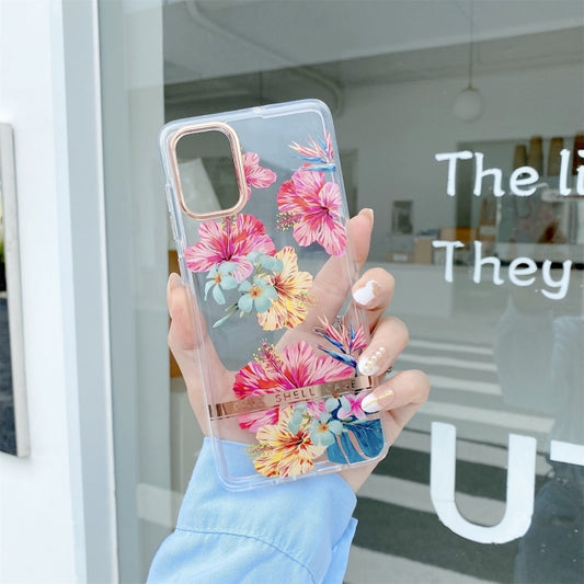 For Samsung Galaxy A54 5G High Translucent Electroplating Flower Pattern TPU + PC Phone Case(Hibiscus) - Galaxy Phone Cases by buy2fix | Online Shopping UK | buy2fix