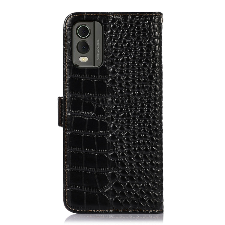 For Nokia C32 4G Crocodile Top Layer Cowhide Leather Phone Case(Black) - Nokia Cases by buy2fix | Online Shopping UK | buy2fix