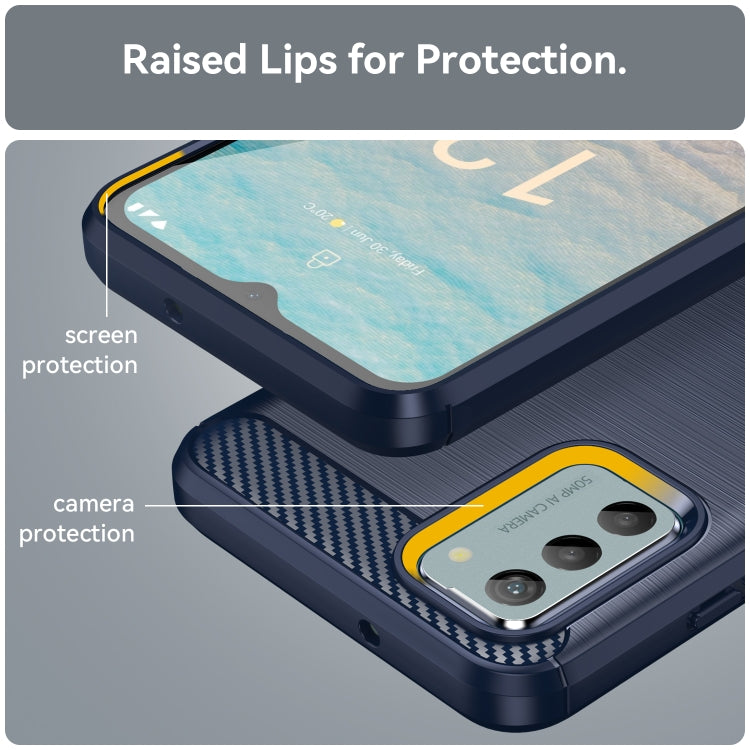 For Nokia G22 Brushed Texture Carbon Fiber TPU Phone Case(Blue) - Nokia Cases by buy2fix | Online Shopping UK | buy2fix