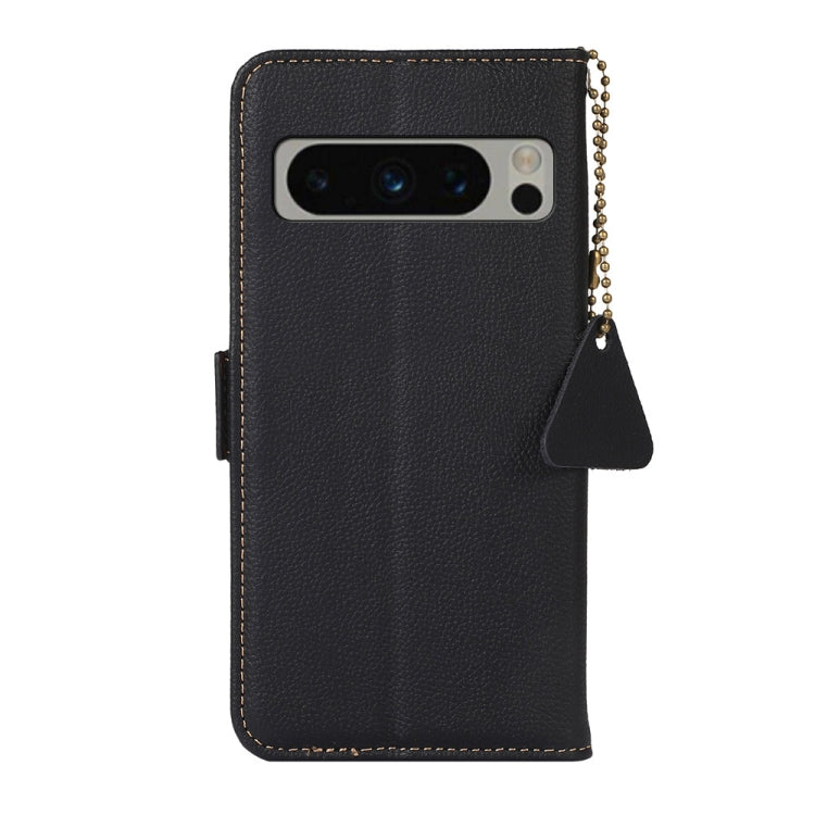 For Google Pixel 8 Pro Side-Magnetic TJ Genuine Leather RFID Phone Case(Black) - Google Cases by buy2fix | Online Shopping UK | buy2fix