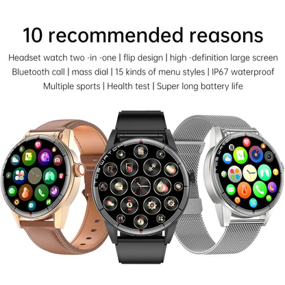 R6 1.32 inch Round Screen 2 in 1 Bluetooth Earphone Smart Watch, Support Bluetooth Call / Health Monitoring(Silver Silicone Strap) -  by buy2fix | Online Shopping UK | buy2fix