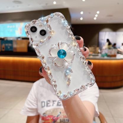 For iPhone 14 Pro Sunflower Diamond Phone Case(Transparent) - iPhone 14 Pro Cases by buy2fix | Online Shopping UK | buy2fix