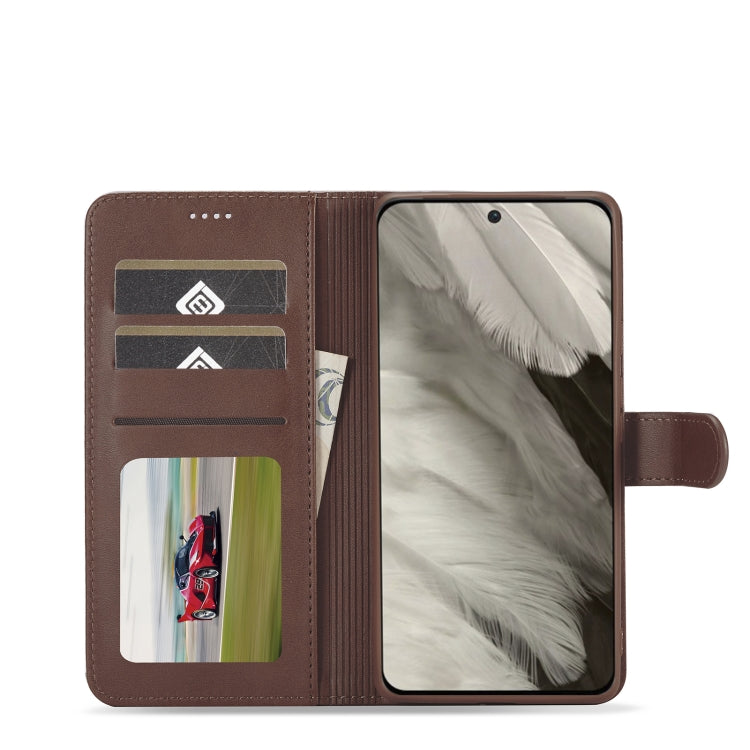 For Google Pixel 7a LC.IMEEKE Calf Texture Horizontal Flip Leather Phone Case(Brown) - Google Cases by LC.IMEEKE | Online Shopping UK | buy2fix