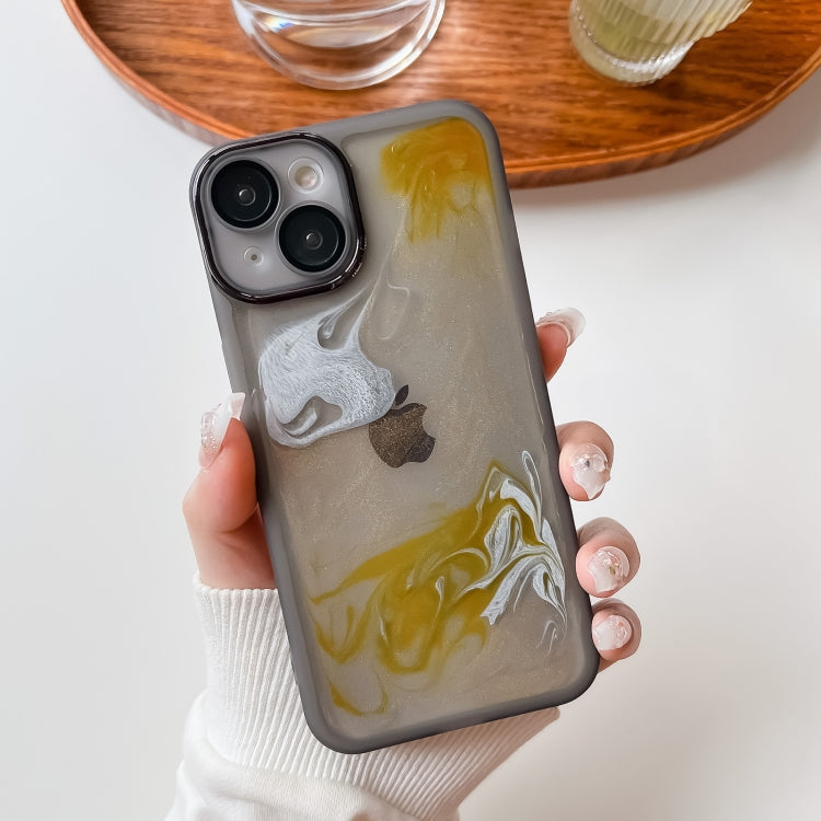 For iPhone 14 Oil Painting Electroplating TPU Phone Case(Grey) - iPhone 14 Cases by buy2fix | Online Shopping UK | buy2fix