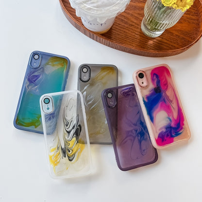 For iPhone XR Oil Painting Electroplating TPU Phone Case(Blue) - More iPhone Cases by buy2fix | Online Shopping UK | buy2fix