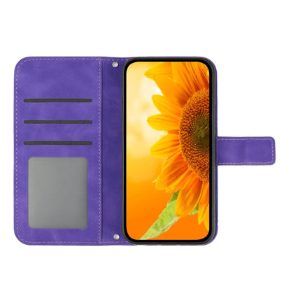 For Xiaomi Poco F5 Pro Skin Feel Sun Flower Embossed Flip Leather Phone Case with Lanyard(Dark Purple) - Xiaomi Cases by buy2fix | Online Shopping UK | buy2fix