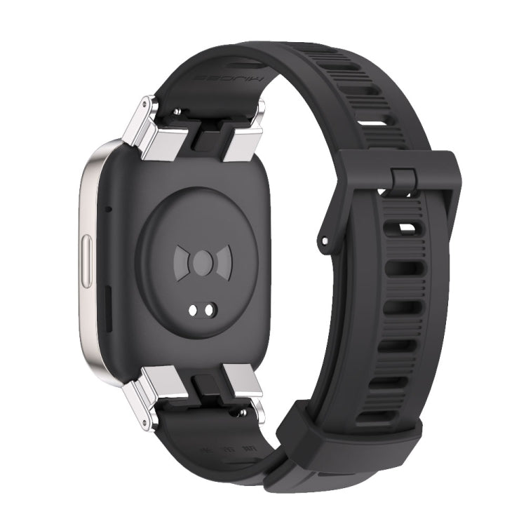 For Redmi Watch 3 Mijobs Flat Hole Breathable TPU Watch Band(Black+Silver) - Watch Bands by MIJOBS | Online Shopping UK | buy2fix