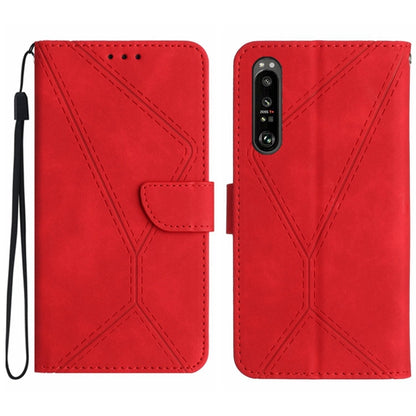 For Sony Xperia 5 III Stitching Embossed Leather Phone Case(Red) - Sony Cases by buy2fix | Online Shopping UK | buy2fix