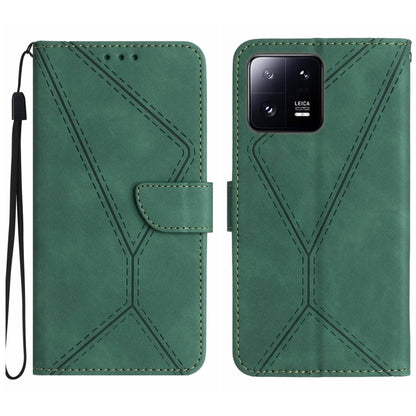 For Xiaomi 13 Pro Stitching Embossed Leather Phone Case(Green) - 13 Pro Cases by buy2fix | Online Shopping UK | buy2fix