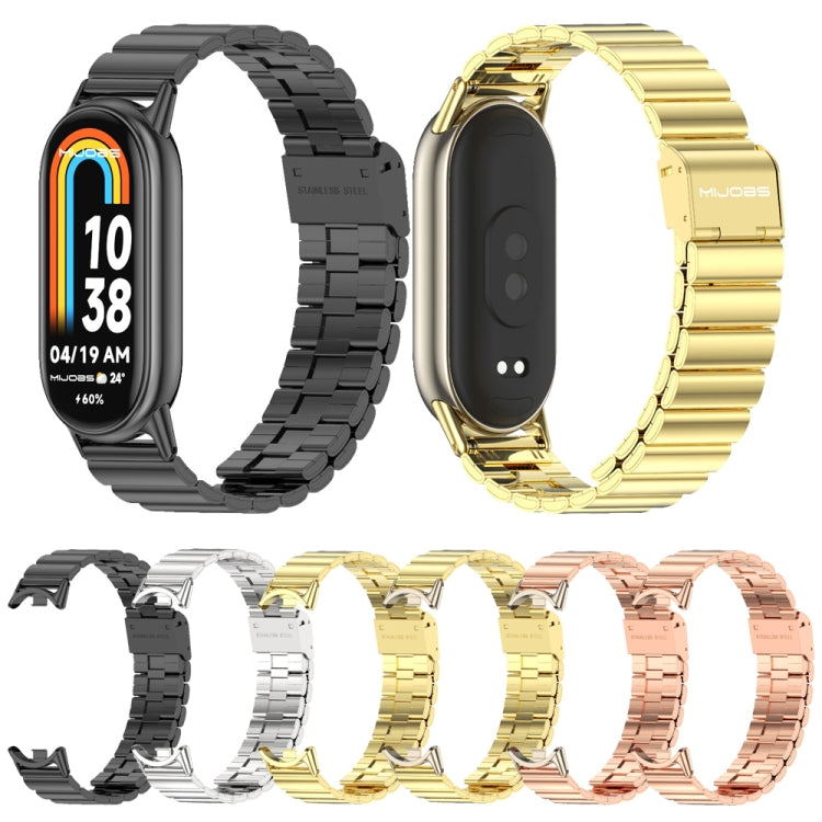 For Xiaomi Mi Band 8 / 9 / 9 NFC Mijobs Bamboo Buckle Stainless Steel Watch Band(Rose Gold+Light Gold) - Watch Bands by MIJOBS | Online Shopping UK | buy2fix