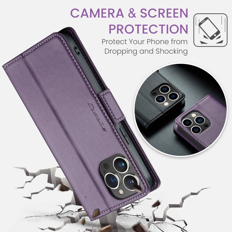 For iPhone 14 Pro CaseMe 023 Butterfly Buckle Litchi Texture RFID Anti-theft Leather Phone Case(Pearly Purple) - iPhone 14 Pro Cases by CaseMe | Online Shopping UK | buy2fix