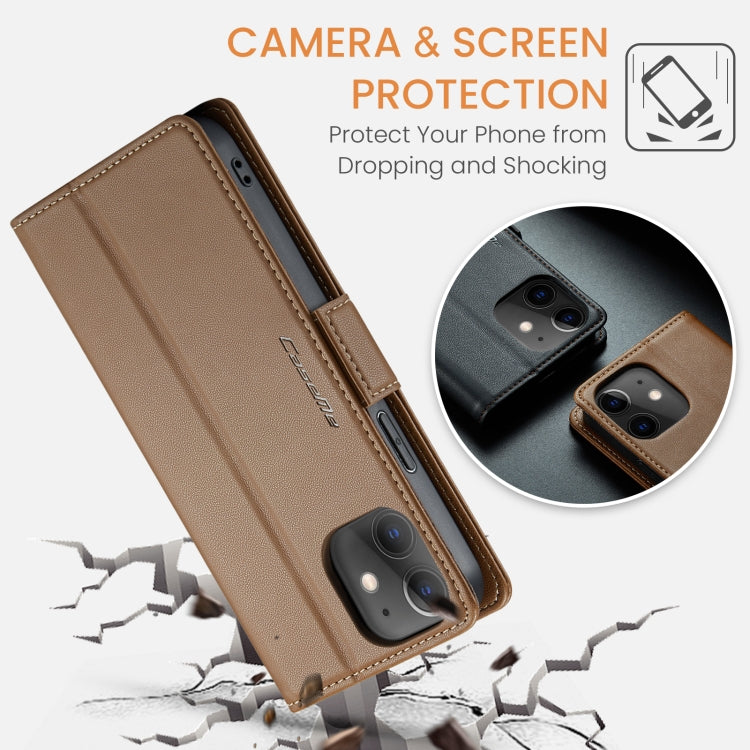 For iPhone 12 / 12 Pro CaseMe 023 Butterfly Buckle Litchi Texture RFID Anti-theft Leather Phone Case(Brown) - iPhone 12 / 12 Pro Cases by CaseMe | Online Shopping UK | buy2fix
