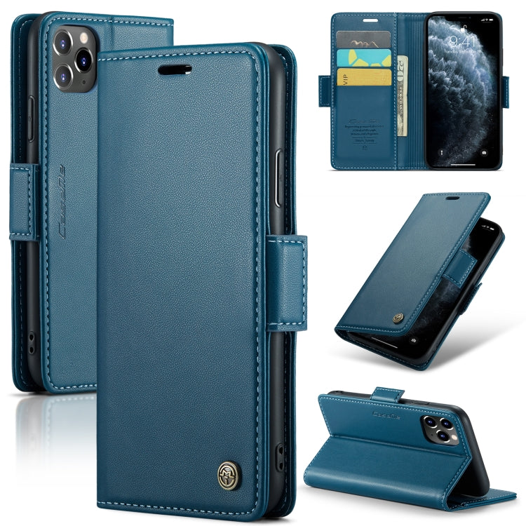 For iPhone 11 Pro CaseMe 023 Butterfly Buckle Litchi Texture RFID Anti-theft Leather Phone Case(Blue) - iPhone 11 Pro Cases by CaseMe | Online Shopping UK | buy2fix