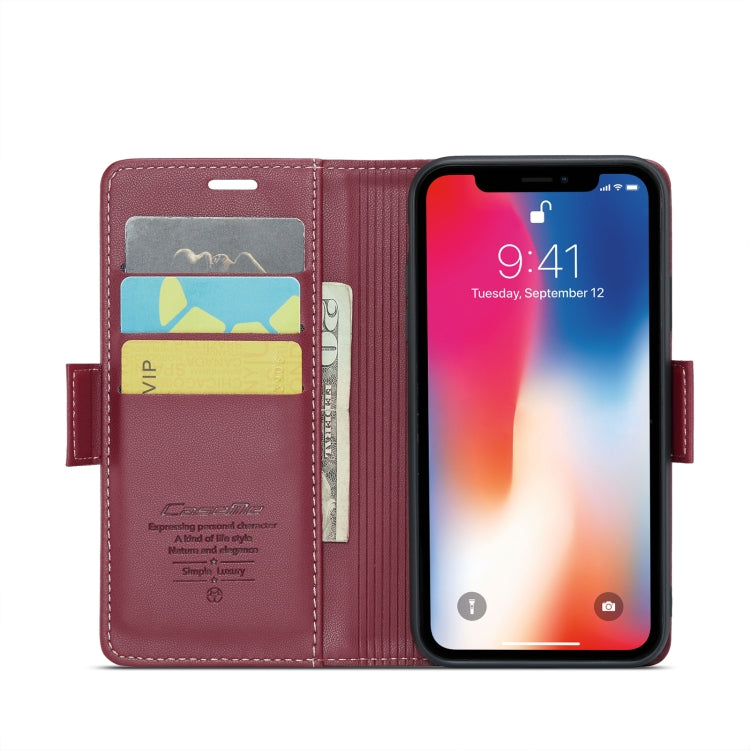 For iPhone XS Max CaseMe 023 Butterfly Buckle Litchi Texture RFID Anti-theft Leather Phone Case(Wine Red) - More iPhone Cases by CaseMe | Online Shopping UK | buy2fix