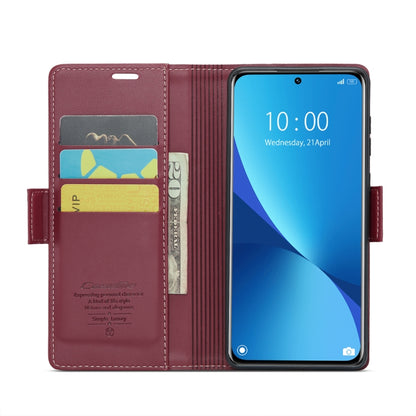 For Xiaomi 12 / 12X / 12S CaseMe 023 Butterfly Buckle Litchi Texture RFID Anti-theft Leather Phone Case(Wine Red) - 12 Cases by CaseMe | Online Shopping UK | buy2fix