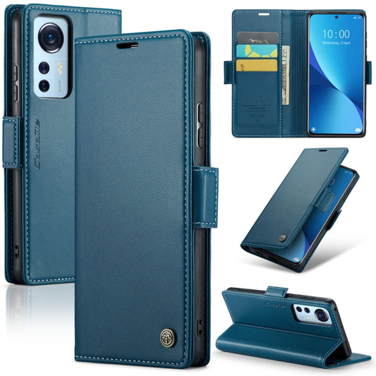 For Xiaomi 12 / 12X / 12S CaseMe 023 Butterfly Buckle Litchi Texture RFID Anti-theft Leather Phone Case(Blue) - 12 Cases by CaseMe | Online Shopping UK | buy2fix