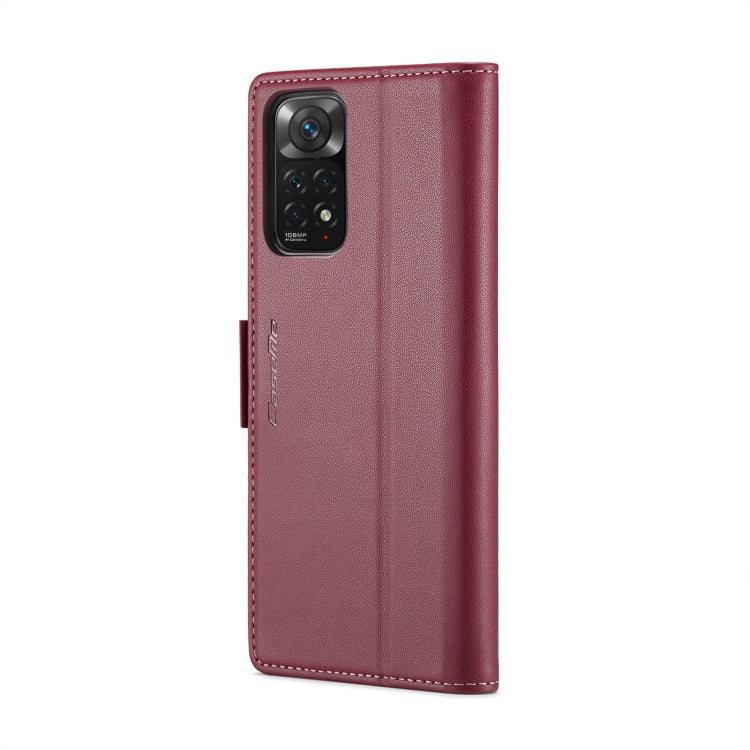For Xiaomi Redmi Note 11 4G Global/Note 11S Global CaseMe 023 Butterfly Buckle Litchi Texture RFID Anti-theft Leather Phone Case(Wine Red) - Xiaomi Cases by CaseMe | Online Shopping UK | buy2fix