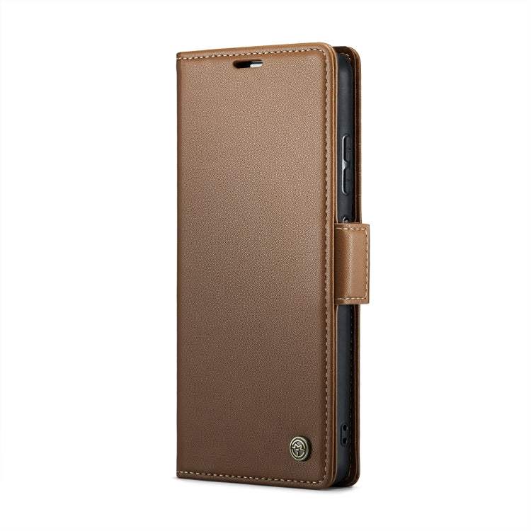 CaseMe 023 Butterfly Buckle Litchi Texture RFID Anti-theft Leather Phone Case For Xiaomi Poco X5 Pro 5G/Redmi Note 12 Pro 5G Global(Brown) - Xiaomi Cases by CaseMe | Online Shopping UK | buy2fix