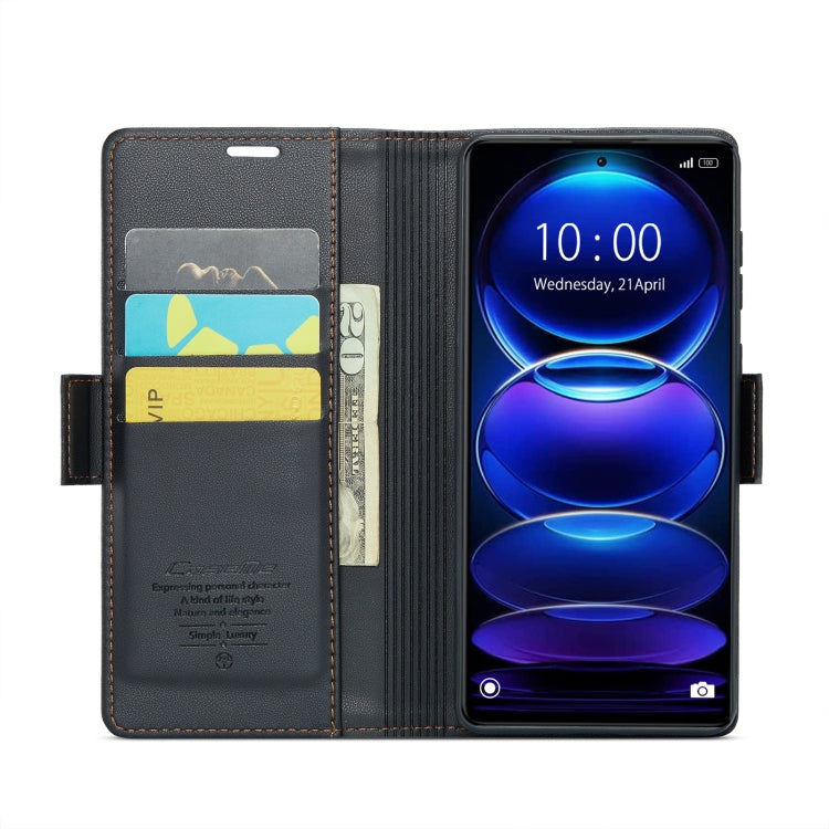 For Xiaomi Redmi Note 12 Pro+ 5G Global CaseMe 023 Butterfly Buckle Litchi Texture RFID Anti-theft Leather Phone Case(Black) - Note 12 Pro+ Cases by CaseMe | Online Shopping UK | buy2fix