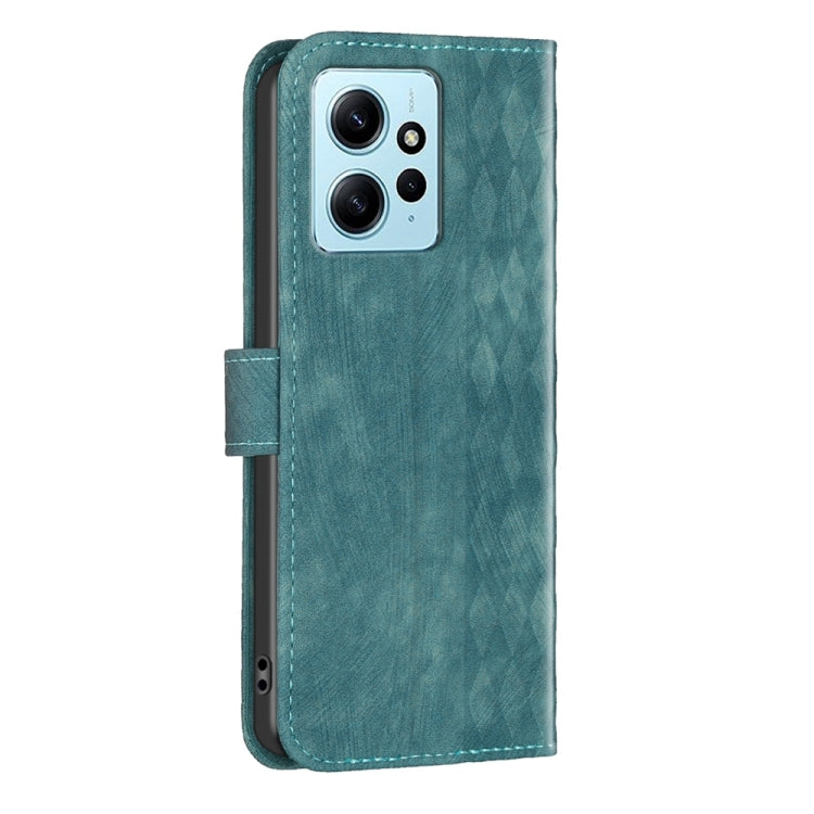 For Xiaomi Redmi Note 12 4G Global Plaid Embossed Leather Phone Case(Green) - Note 12 Cases by buy2fix | Online Shopping UK | buy2fix