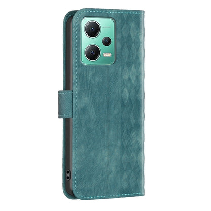 For Xiaomi Redmi Note 12 5G Global Plaid Embossed Leather Phone Case(Green) - Note 12 Cases by buy2fix | Online Shopping UK | buy2fix