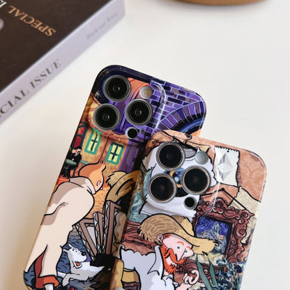 For iPhone 12 Precise Hole Oil Painting Pattern PC Phone Case(Tower) - iPhone 12 / 12 Pro Cases by buy2fix | Online Shopping UK | buy2fix