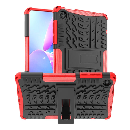 For Lenovo Tab M8 4th Gen Tire Texture TPU + PC Tablet Case with Holder(Red) - For Lenovo by buy2fix | Online Shopping UK | buy2fix