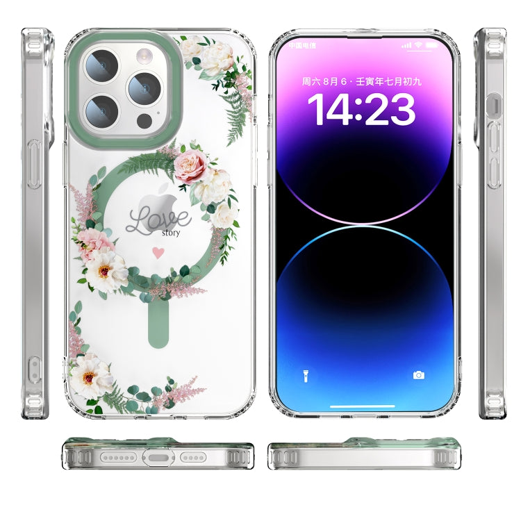 For iPhone 11 Pro Max MagSafe Magnetic TPU Phone Case(White Pink Rose) - iPhone 11 Pro Max Cases by buy2fix | Online Shopping UK | buy2fix