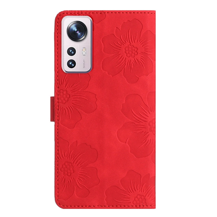 For Xiaomi 12 Lite Flower Embossing Pattern Leather Phone Case(Red) - Xiaomi Cases by buy2fix | Online Shopping UK | buy2fix