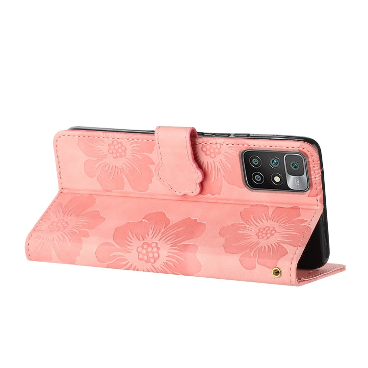 For Xiaomi Redmi 10 Flower Embossing Pattern Leather Phone Case(Pink) - Xiaomi Cases by buy2fix | Online Shopping UK | buy2fix
