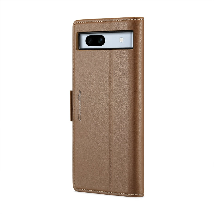 For Google Pixel 7a CaseMe 023 Butterfly Buckle Litchi Texture RFID Anti-theft Leather Phone Case(Brown) - Google Cases by CaseMe | Online Shopping UK | buy2fix