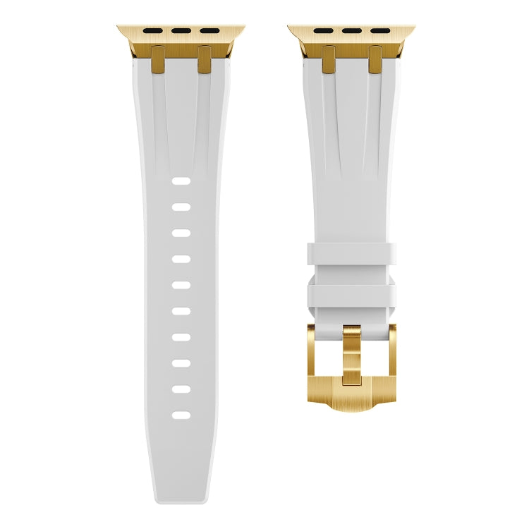 AP Silicone Watch Band For Apple Watch SE 2022 40mm(Gold White) - Watch Bands by buy2fix | Online Shopping UK | buy2fix