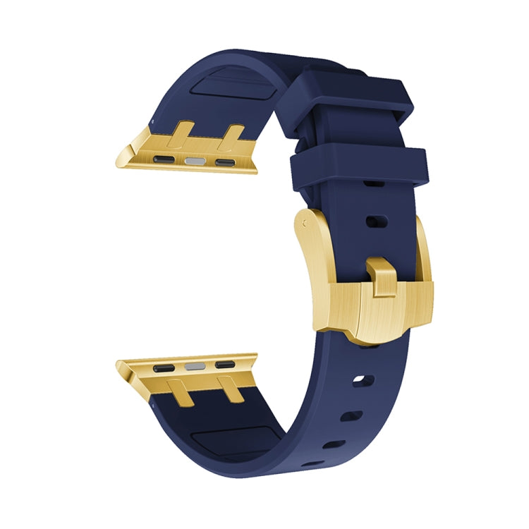 AP Silicone Watch Band For Apple Watch 4 44mm(Gold Blue) - Watch Bands by buy2fix | Online Shopping UK | buy2fix