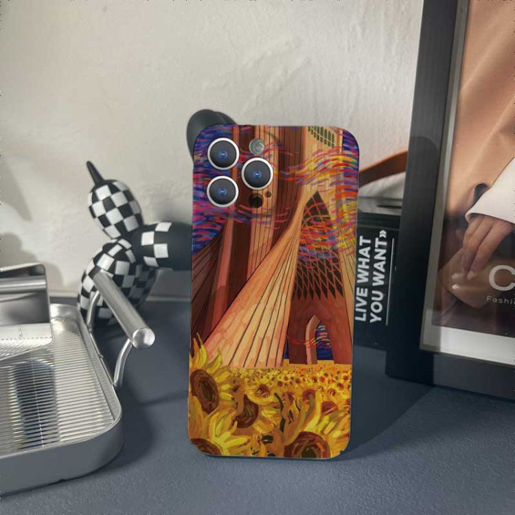 For iPhone 14 Pro Precise Hole Oil Painting Pattern PC Phone Case(Architectural Painting) - iPhone 14 Pro Cases by buy2fix | Online Shopping UK | buy2fix