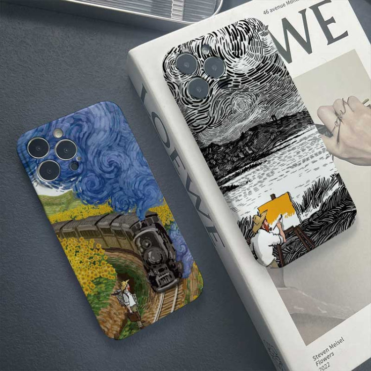 For iPhone 13 Pro Max Precise Hole Oil Painting Pattern PC Phone Case(Handcart) - iPhone 13 Pro Max Cases by buy2fix | Online Shopping UK | buy2fix
