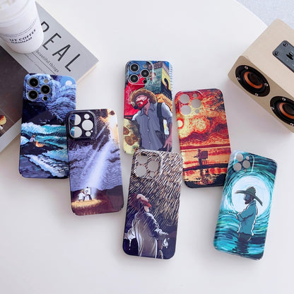 For iPhone 12 mini Precise Hole Oil Painting Pattern PC Phone Case(Thinker) - iPhone 12 mini Cases by buy2fix | Online Shopping UK | buy2fix