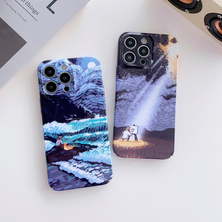 For iPhone SE 2022 / 2020 / 8 / 7 Precise Hole Oil Painting Pattern PC Phone Case(Rain) - iPhone SE 2022 / 2020 / 8 / 7 Cases by buy2fix | Online Shopping UK | buy2fix