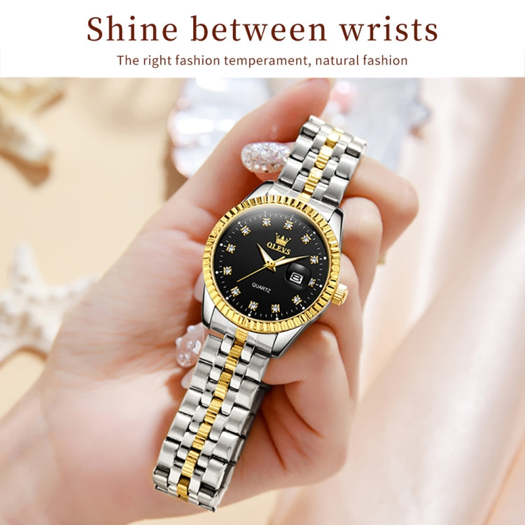 OLEVS 5526 Women Diamond Set Luminous Waterproof Quartz Watch(Black) - Metal Strap Watches by OLEVS | Online Shopping UK | buy2fix