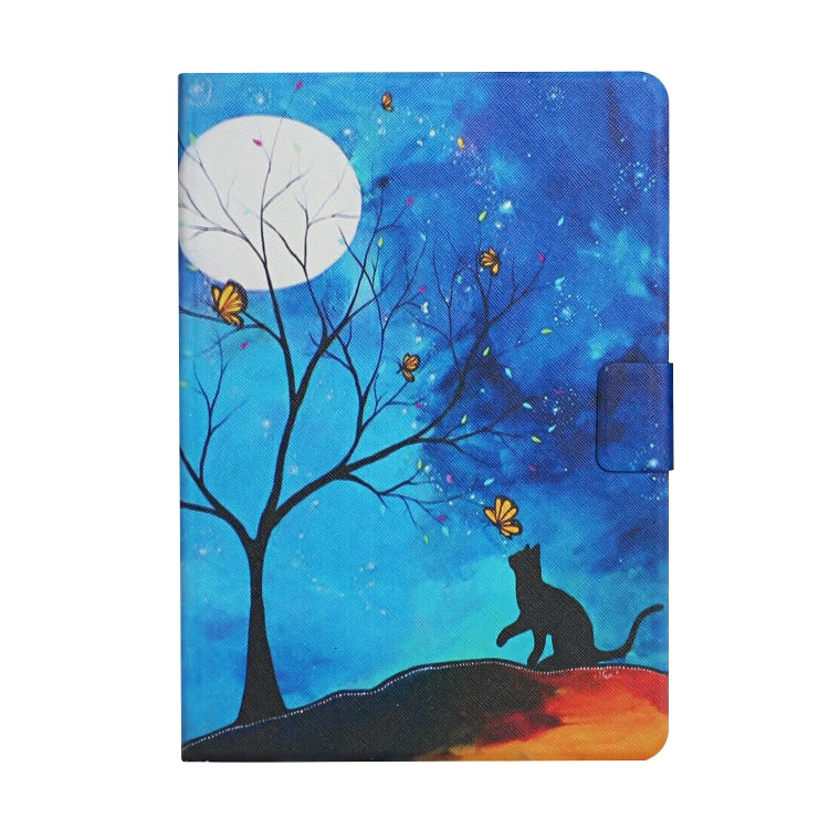 For Lenovo Tab M10 X605F X505 Colored Drawing Pattern Horizontal Flip Leather Case with Holder & Card Slots(Moonlight Cat) - Mobile Accessories by buy2fix | Online Shopping UK | buy2fix