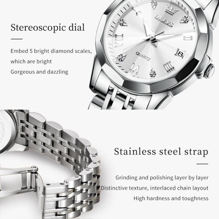 OLEVS 9931 Women Butterfly Buckle Luminous Waterproof Quartz Watch(White + Silver) - Metal Strap Watches by OLEVS | Online Shopping UK | buy2fix