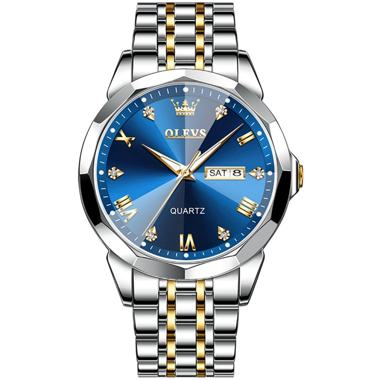 OLEVS 9931 Men Luminous Waterproof Quartz Watch(Blue) - Metal Strap Watches by OLEVS | Online Shopping UK | buy2fix