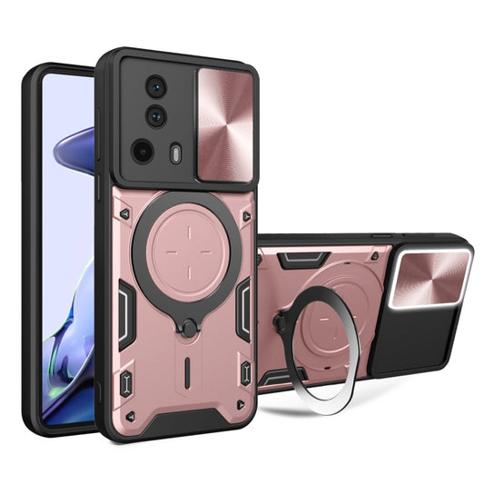 For Xiaomi 13 Lite / Civi 2 5G CD Texture Sliding Camshield Magnetic Holder Phone Case(Pink) - 13 Lite Cases by buy2fix | Online Shopping UK | buy2fix