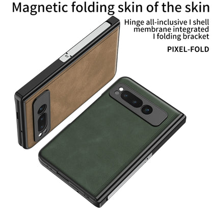 For Google Pixel Fold GKK Integrated Frosted Fold Hinge Leather Phone Case with Holder(Green) - Google Cases by GKK | Online Shopping UK | buy2fix