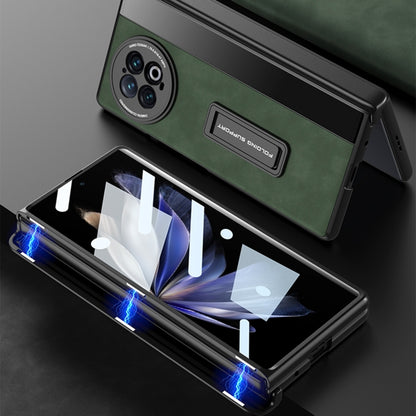 For vivo X Fold2 GKK Integrated Frosted Fold Hinge Leather Phone Case with Holder(Brown) - vivo Cases by GKK | Online Shopping UK | buy2fix